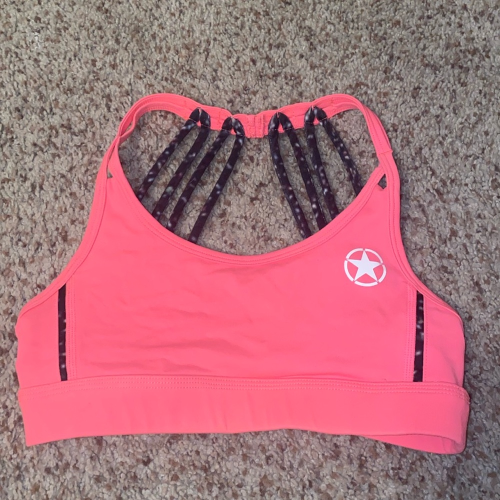 Coral Savage Barbell Sports Bra, size SMALL
